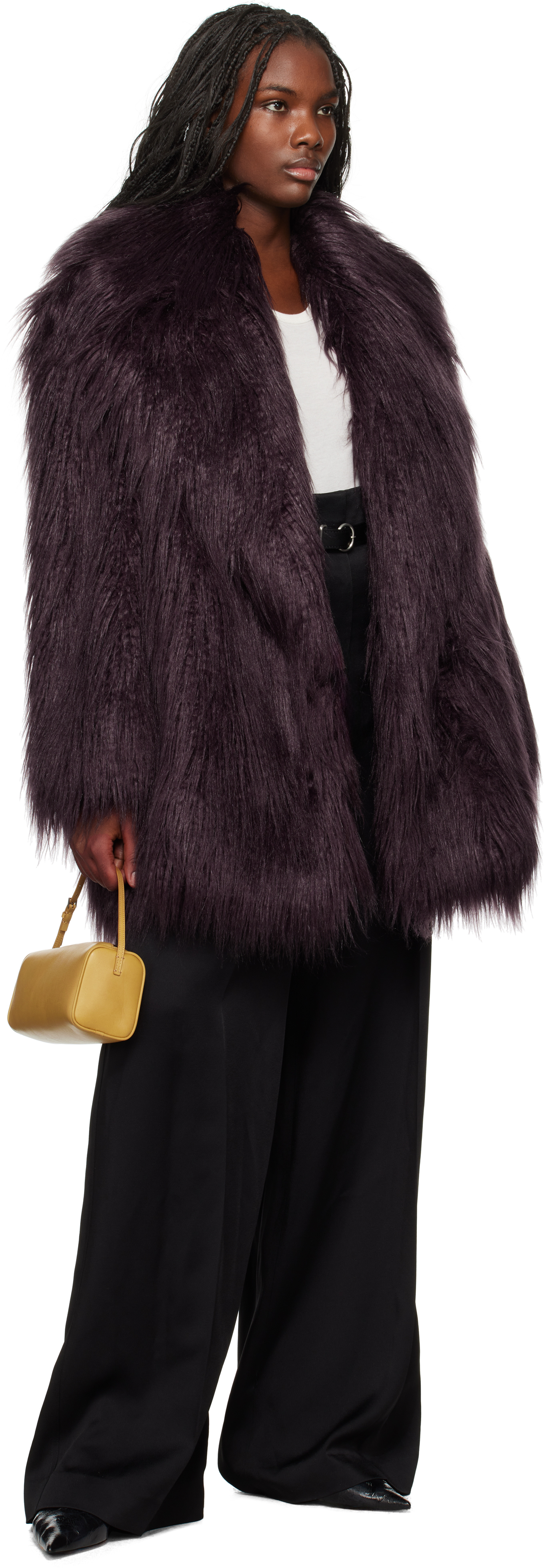 The Frankie Shop Burgundy Miley Faux-Fur Coat - Coats
