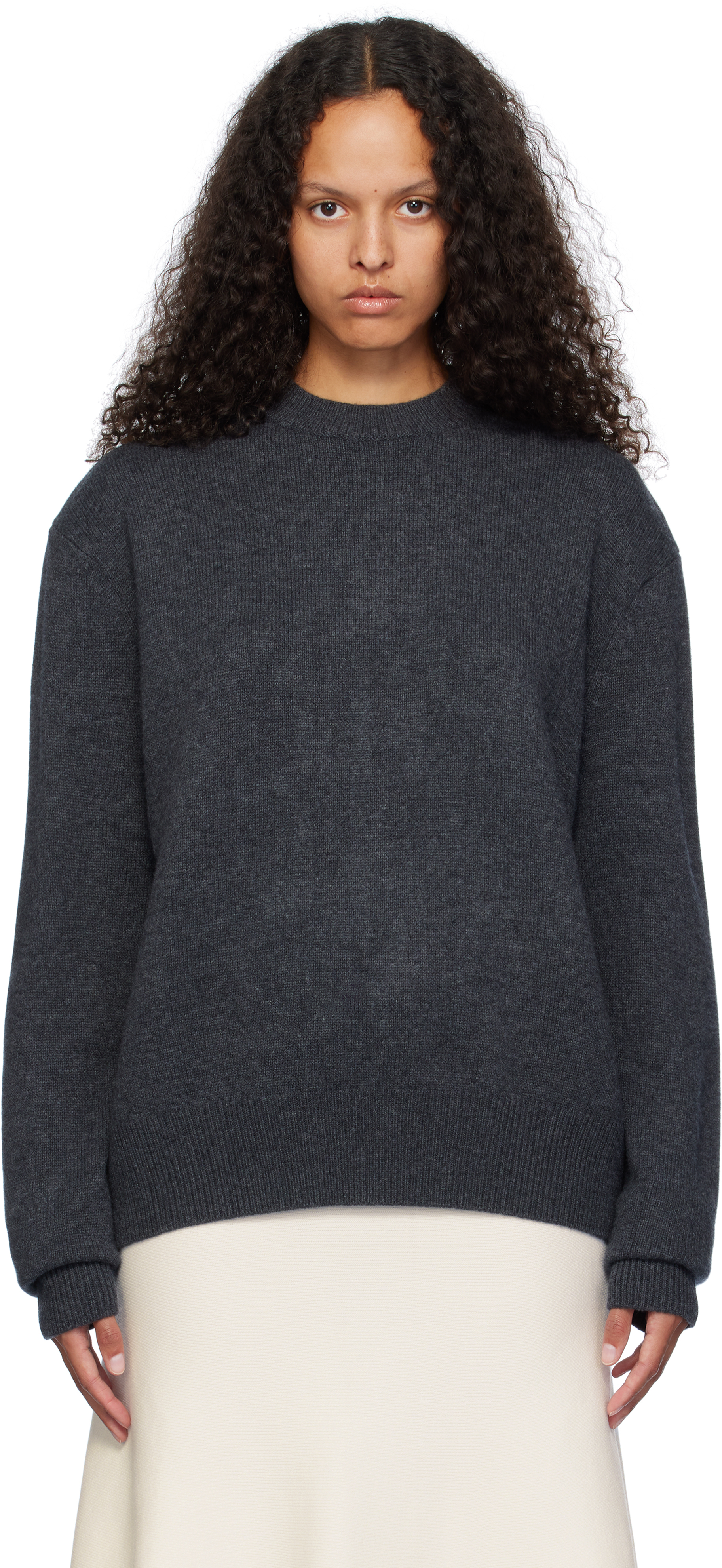 The Frankie Shop Gray Rafaela Padded Knit Sweater - Sweaters