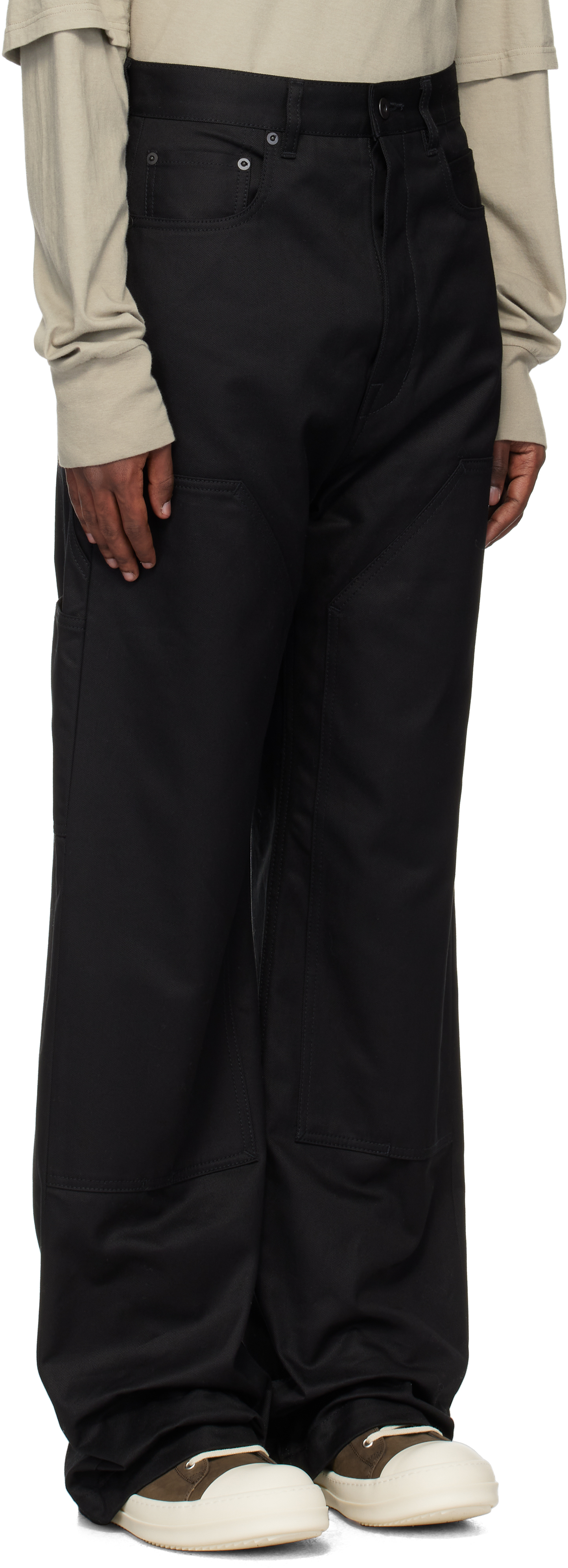 【Rick Owens】ブラック Porterville Geth ジーンズ Rick Owens Black Porterville Double Knee Geth Cut Jeans