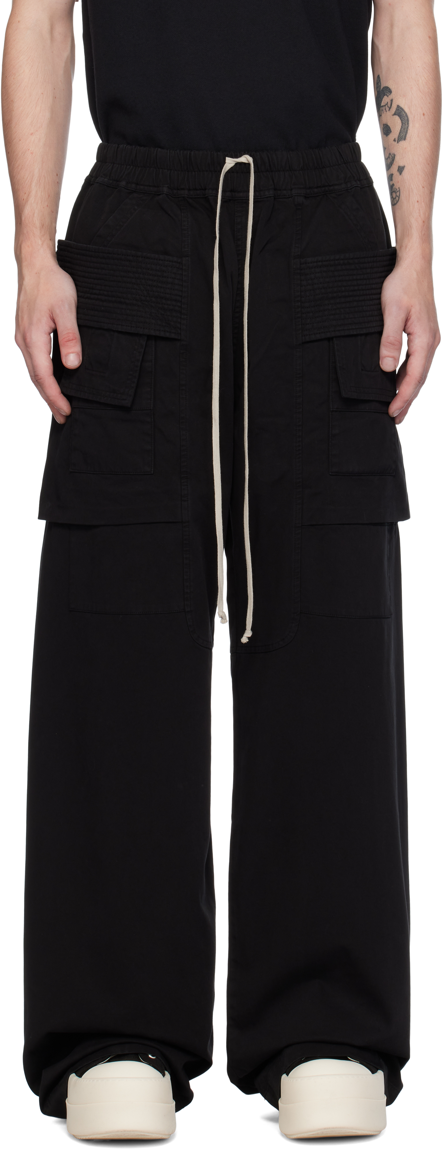 Black Porterville Creatch Wide Drawstring Cargo Pants – On Sale