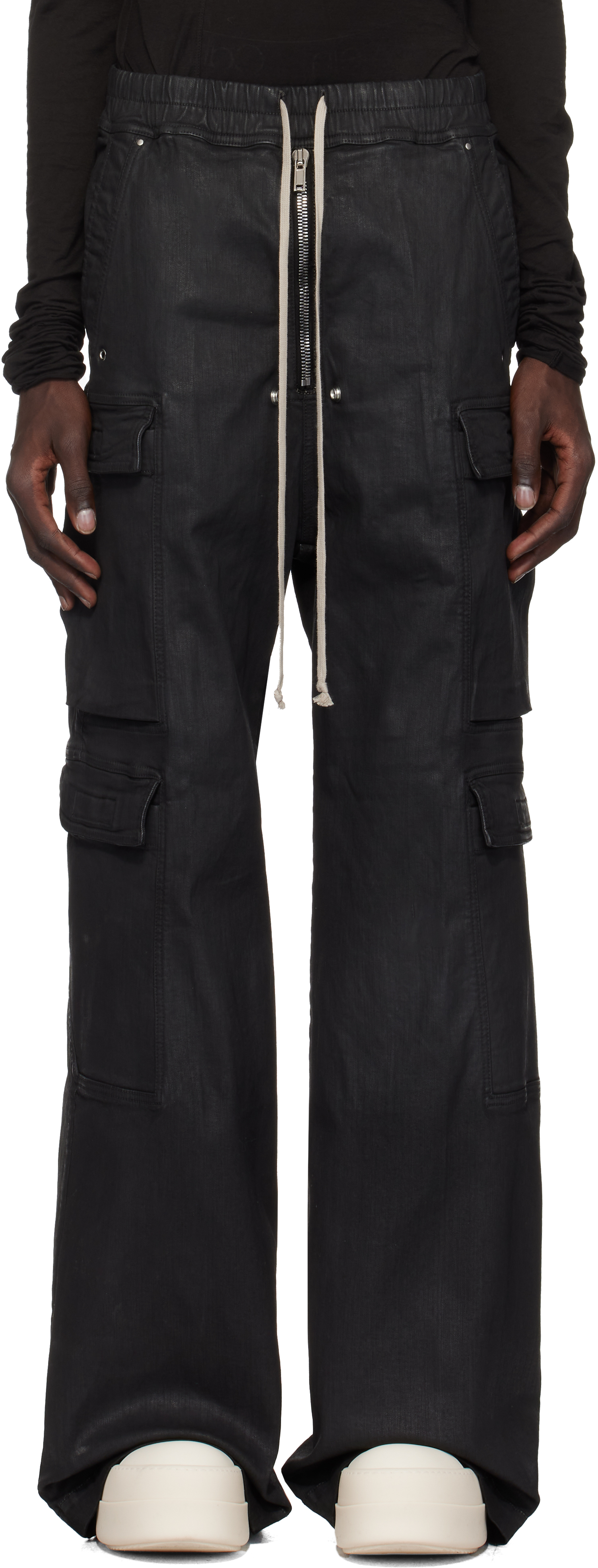 rick owens porterville bela カーゴベラ Black Porterville Double Cargo Jumbo Belas Denim Cargo Pants