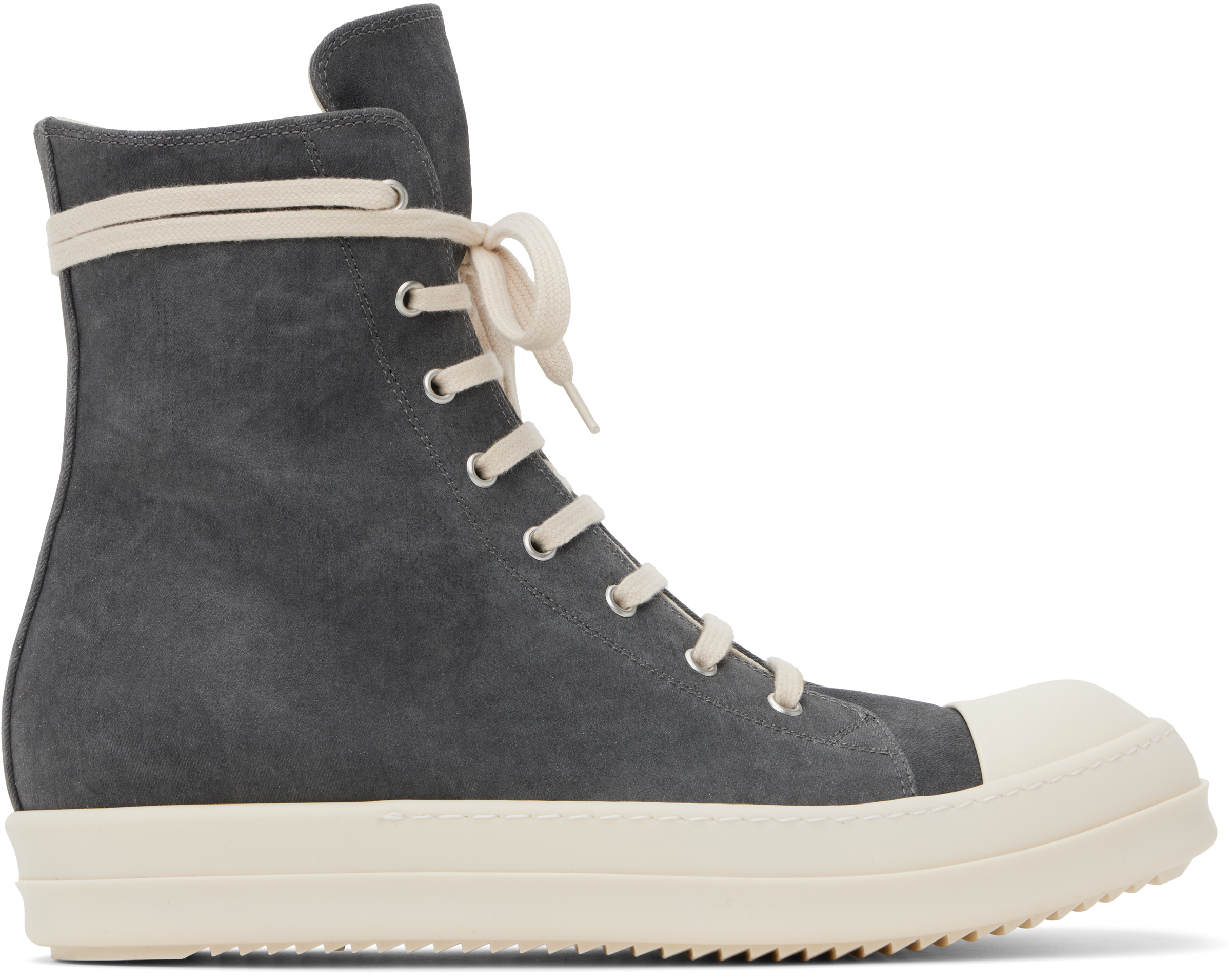 リックオウエンス/Porterville Sneaks モールスキン スニーカー Rick Owens Gray Porterville Cotton Moleskin Sneaks Sneakers