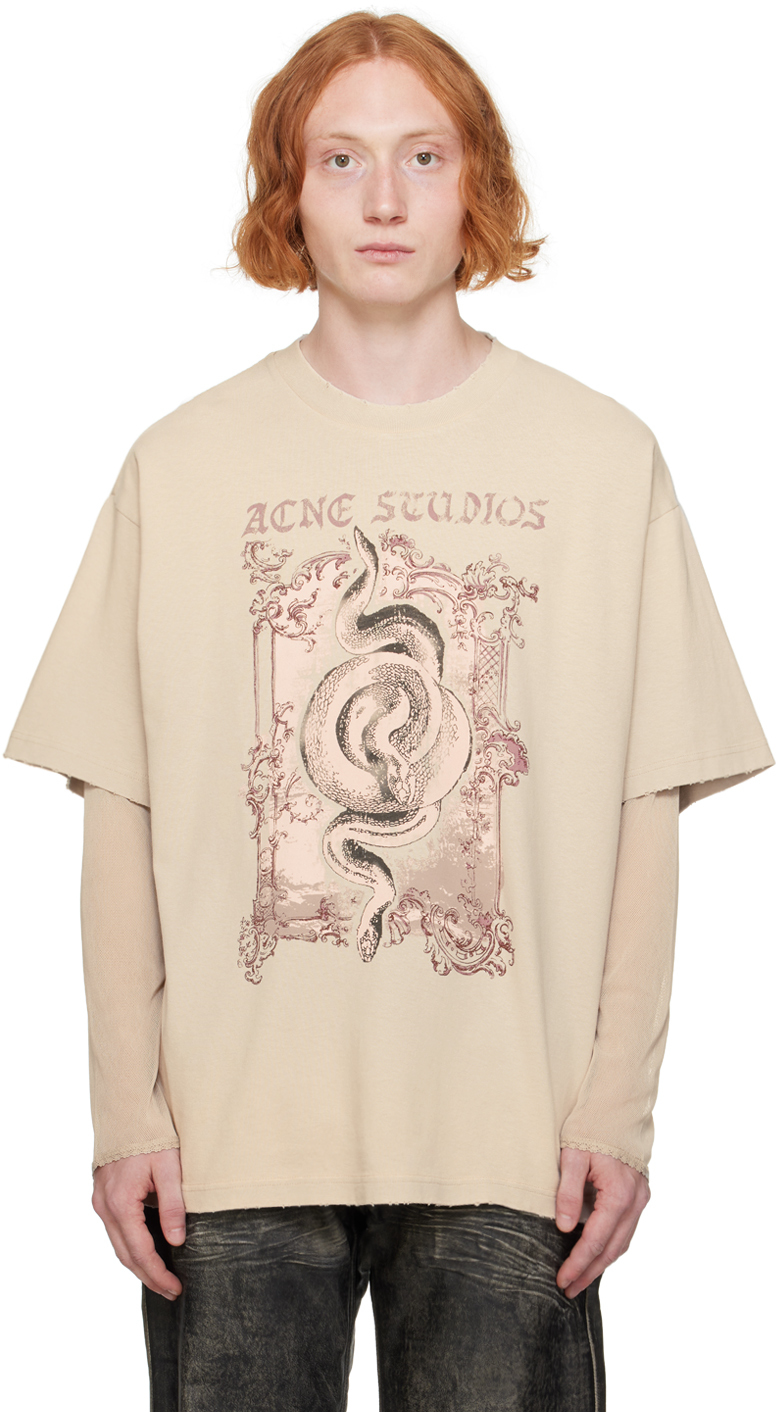 Acne Studios Tan Layered Long Sleeve T-Shirt - T-Shirts - Compare
