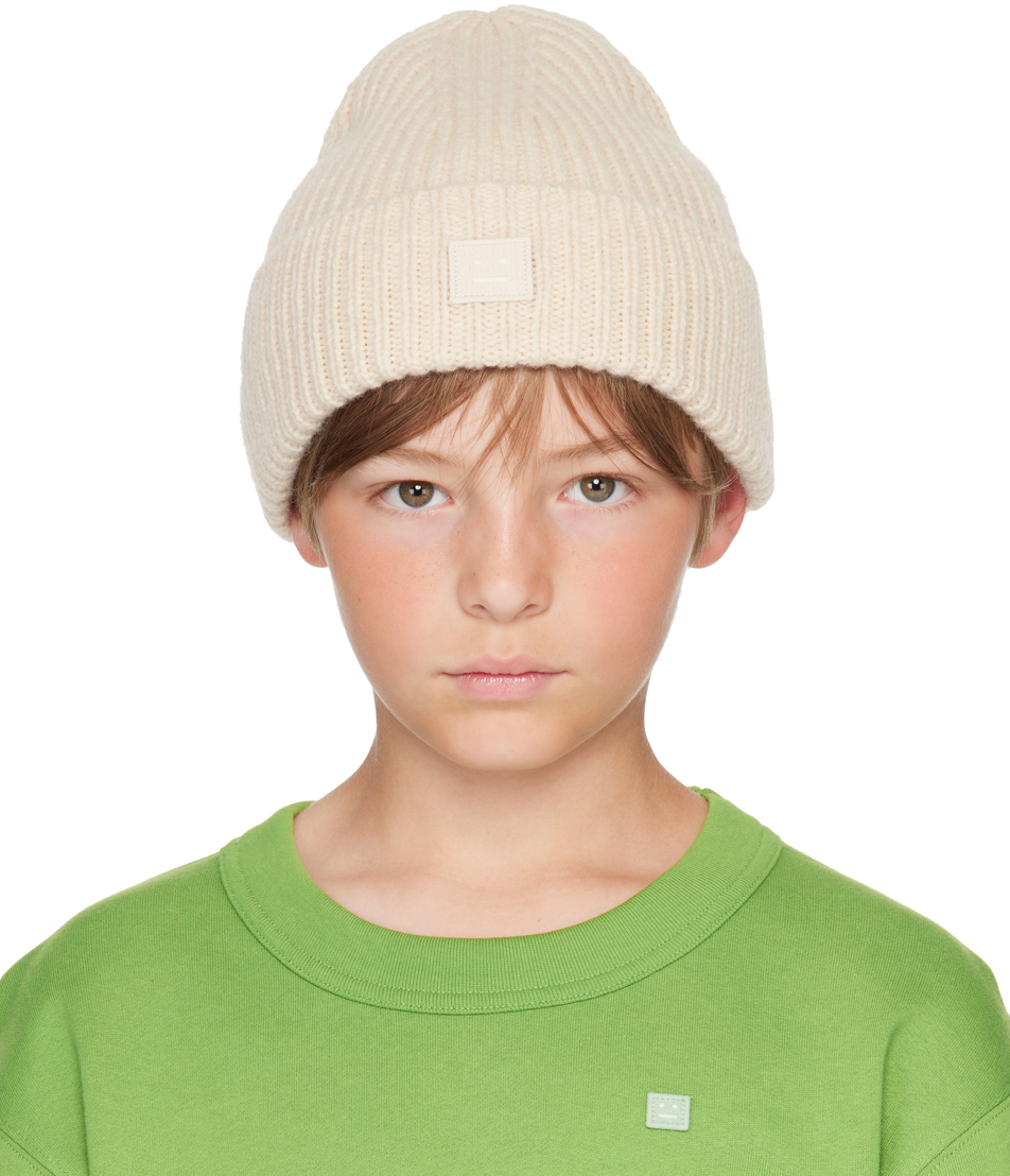 Shop Kids Beige Patch Beanie on Sale at BeyondStyle – Get 56% Off
