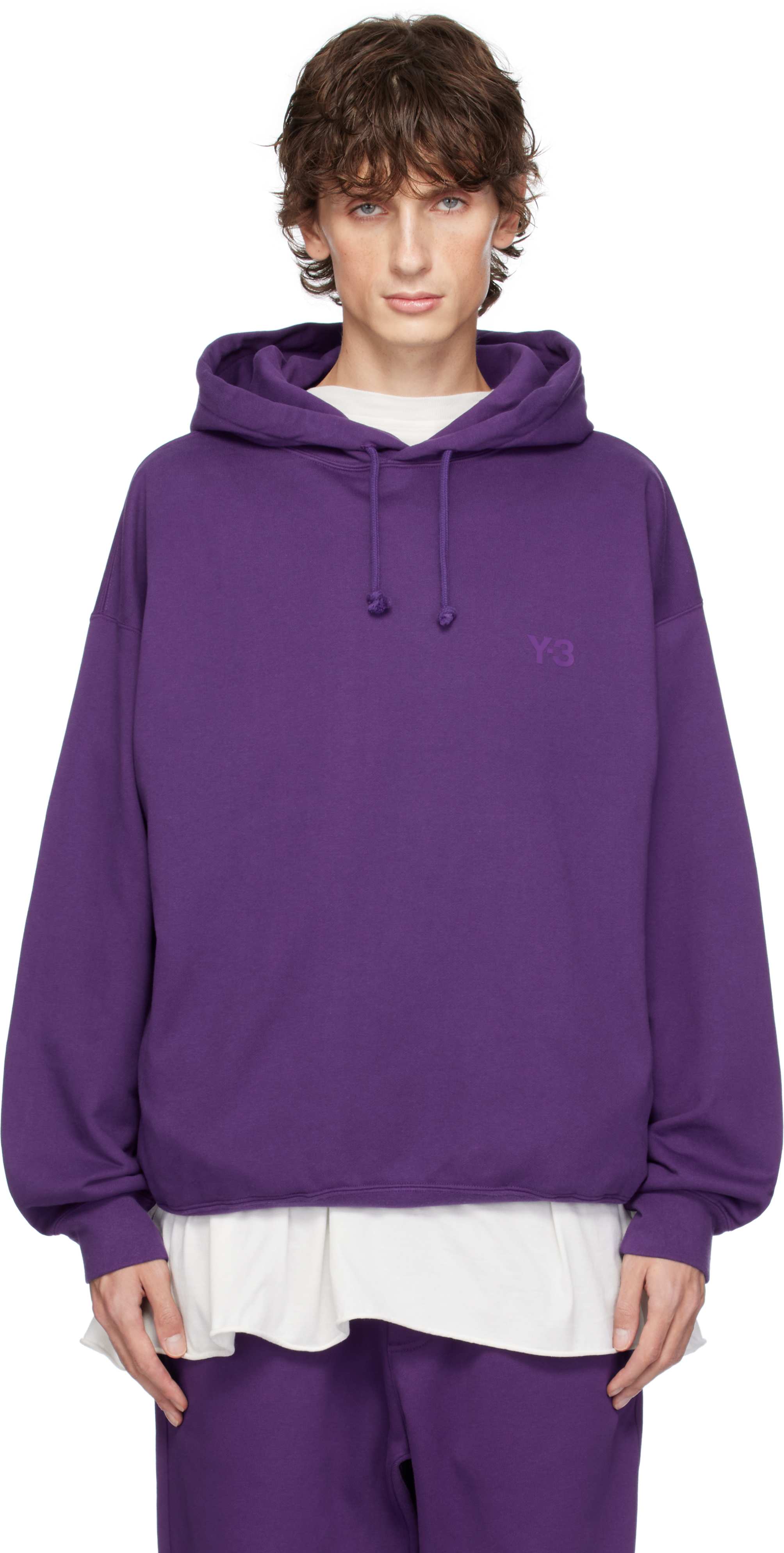 Y-3 Purple Front Logo Hoodie - Hoodies - BeyondStyle