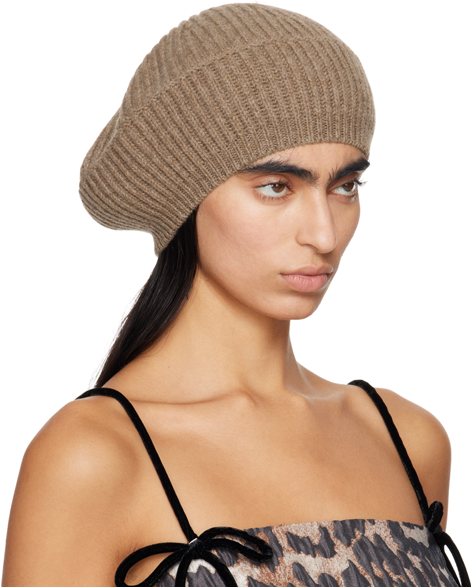 Shop Taupe Wool Rib Knit Beret on Sale at BeyondStyle – Get 60