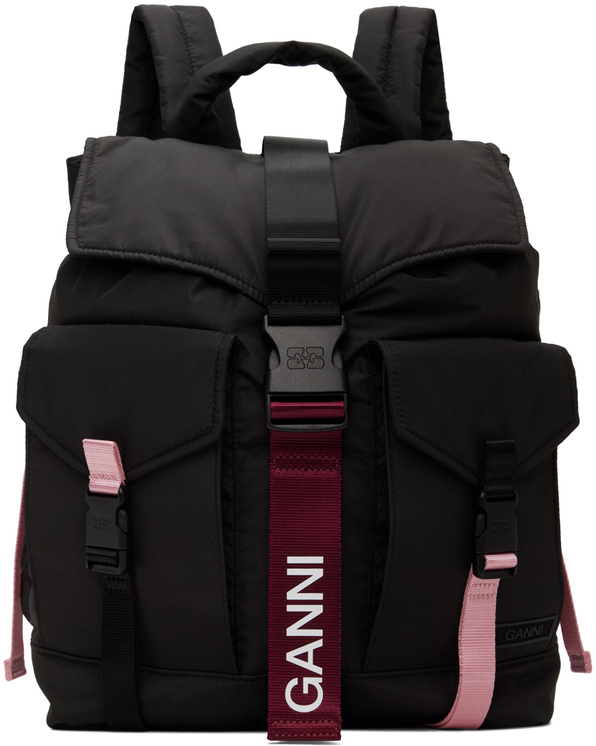 GANNI ブラック+ピンク バックパック Ganni Black Tech Backpack - Backpacks - Save Extra 10% OFF