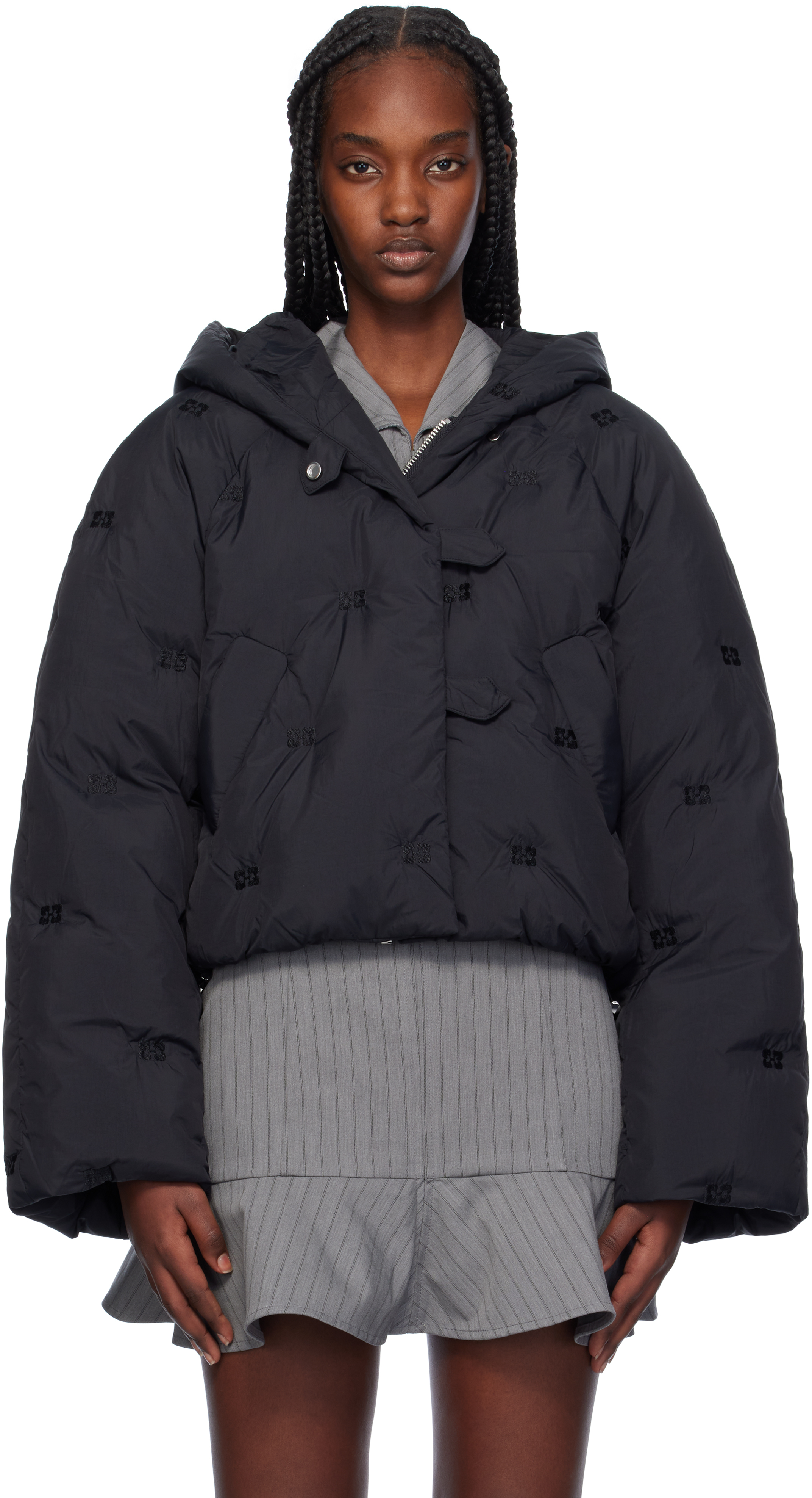 【関税込み】GANNI ブラック Tech ショート ダウンジャケット Ganni Black Short Tech Down Puffer Jacket - Coats - BeyondStyle
