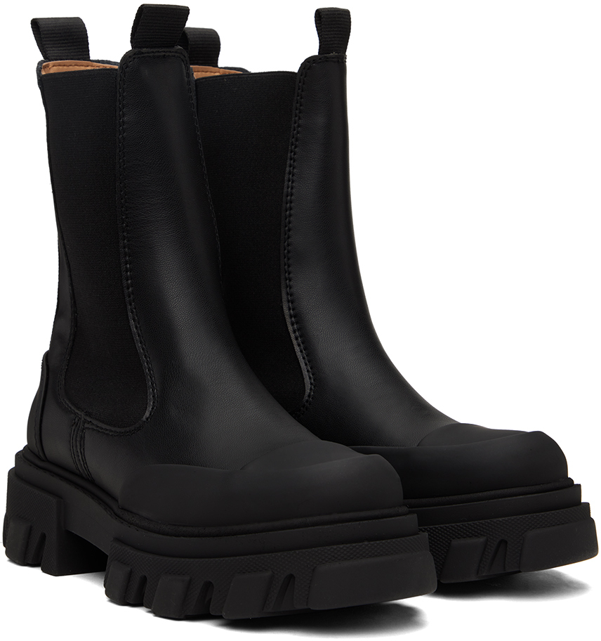 【GANNI】Black Stitch Cleated Mid Chelsea Boots GANNI Cleated Mid Chelsea Boots Black Stitch | Shopbop