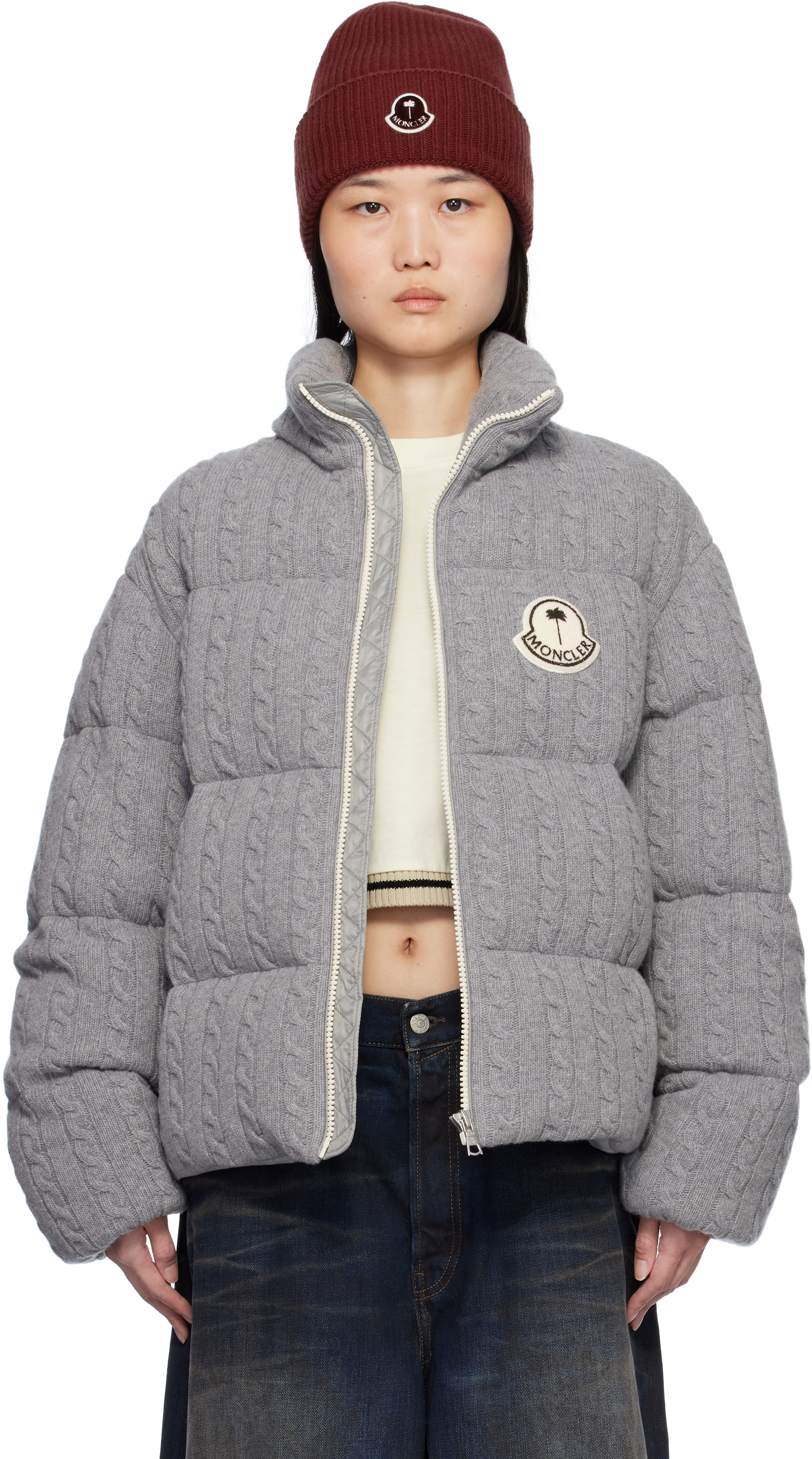 Moncler Moncler x Palm Angels Gray Austru Down Jacket - Coats
