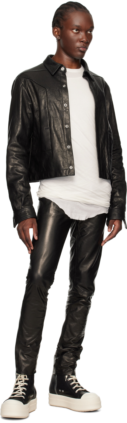 Rick Owens Black Porterville Alice Strobe Leather Jacket