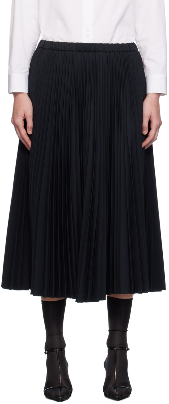 Jil Sander Black Pleated Midi Skirt - Dresses & Skirts
