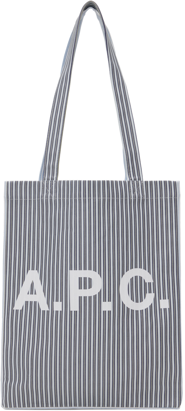 A.P.C. Blue & White Lou Tote - Tote Bags - BeyondStyle