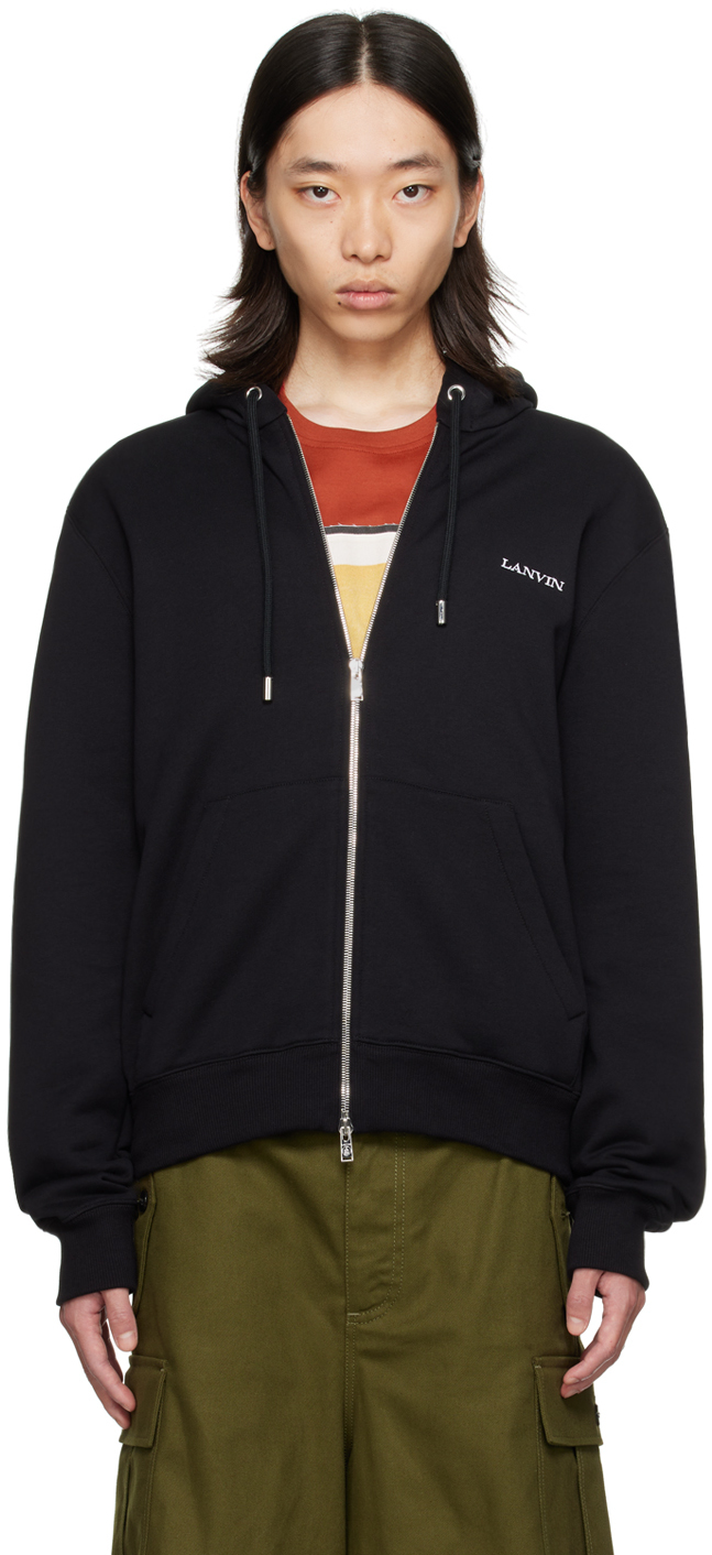 【関税込み】Lanvin ブラック Archives Print ジップフーディ Lanvin Black Archives Print Zipped Hoodie - Hoodies
