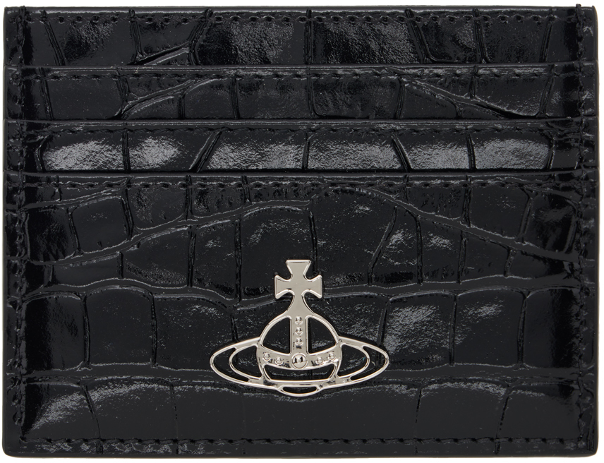 Vivienne Westwood Black Croc-Embossed Card Holder - Bags