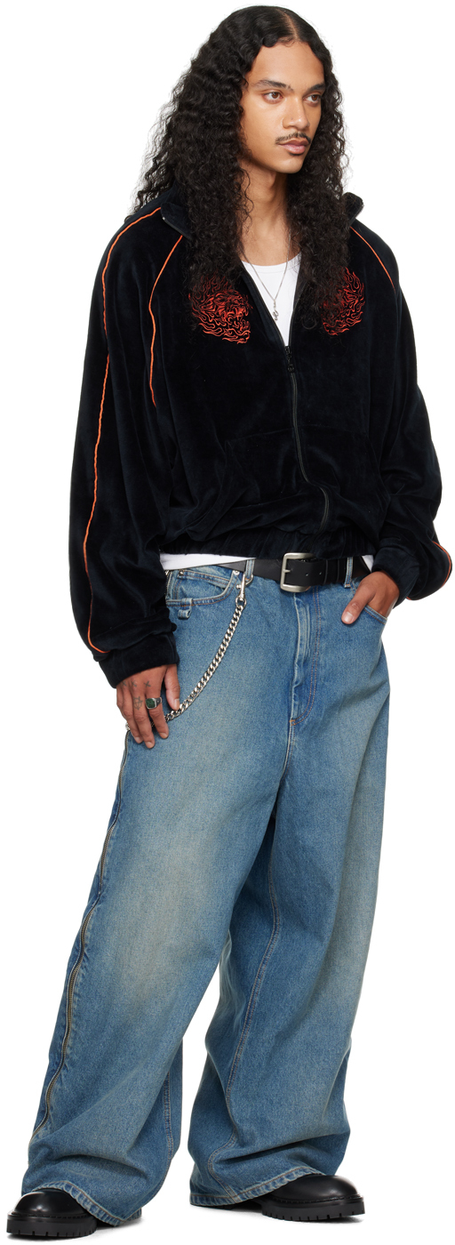 【関税込み】LU'U DAN ブラック Supa Sleaze トラックジャケット LU'U DAN Black Supa Sleaze Track Jacket - Hoodies - BeyondStyle