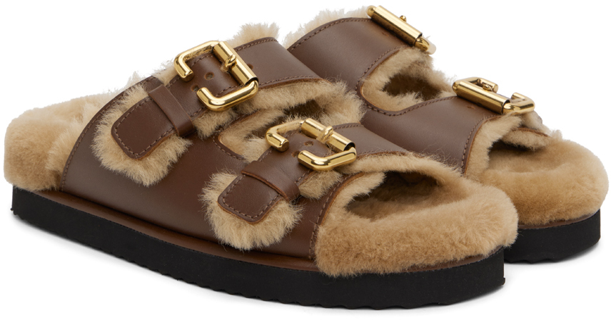 ＊CHLOE クロエ＊ Nil Shearling Leather Sandals Nil shearling-lined leather sandals in black - Chloe | Mytheresa