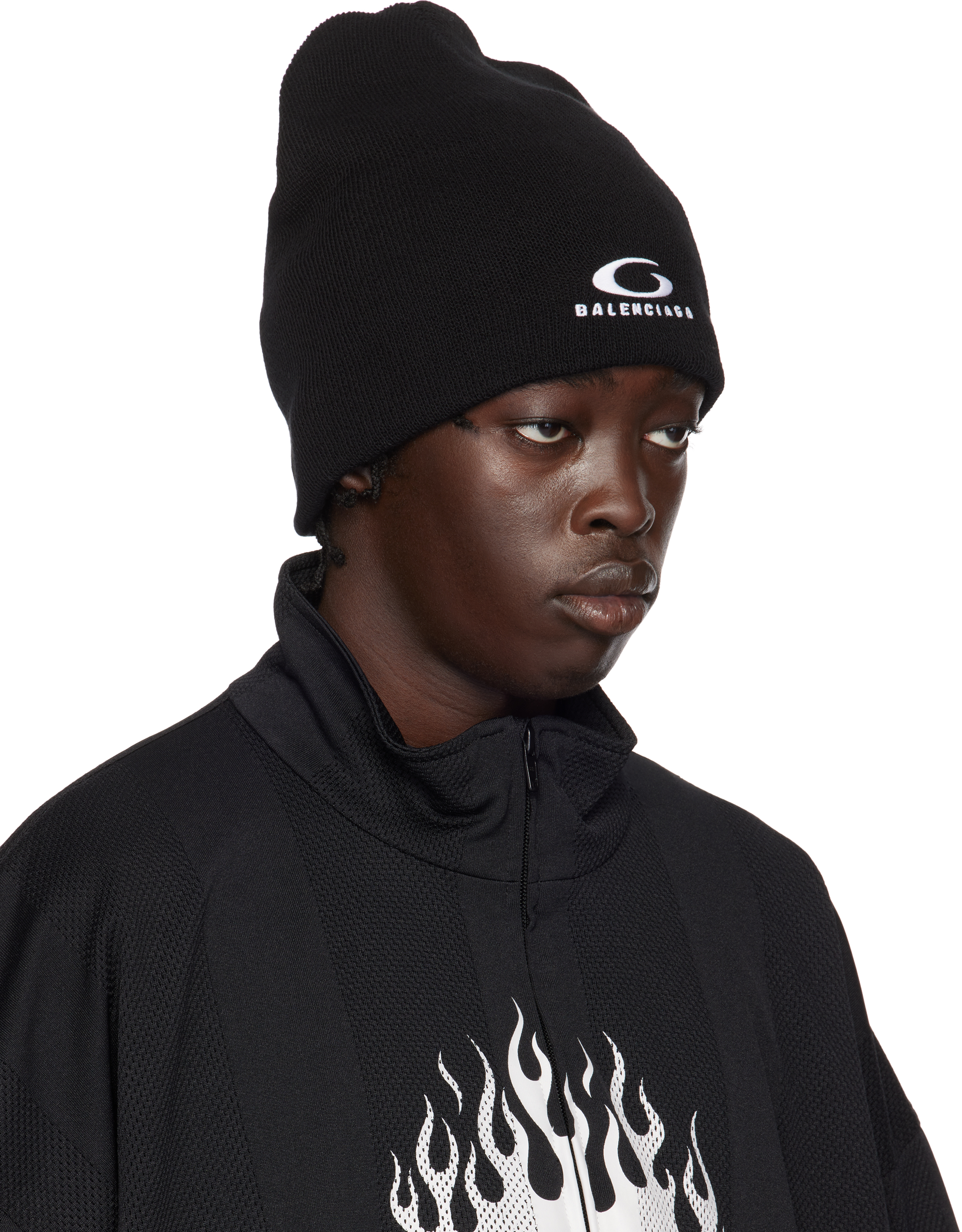 Balenciaga Black Loop Sports Icon Beanie - Hats - BeyondStyle