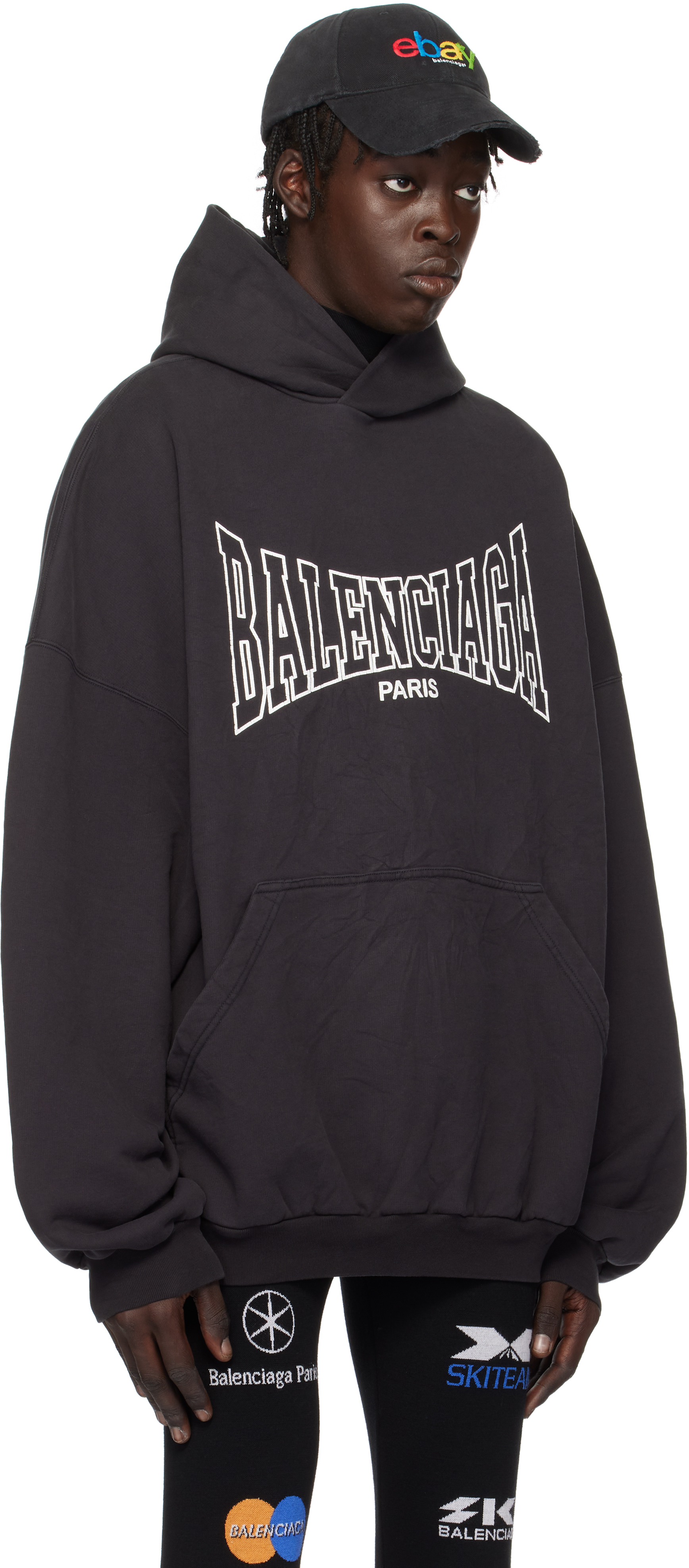Shop Black 'Balenciaga Boxing' Large Fit Hoodie on Sale at