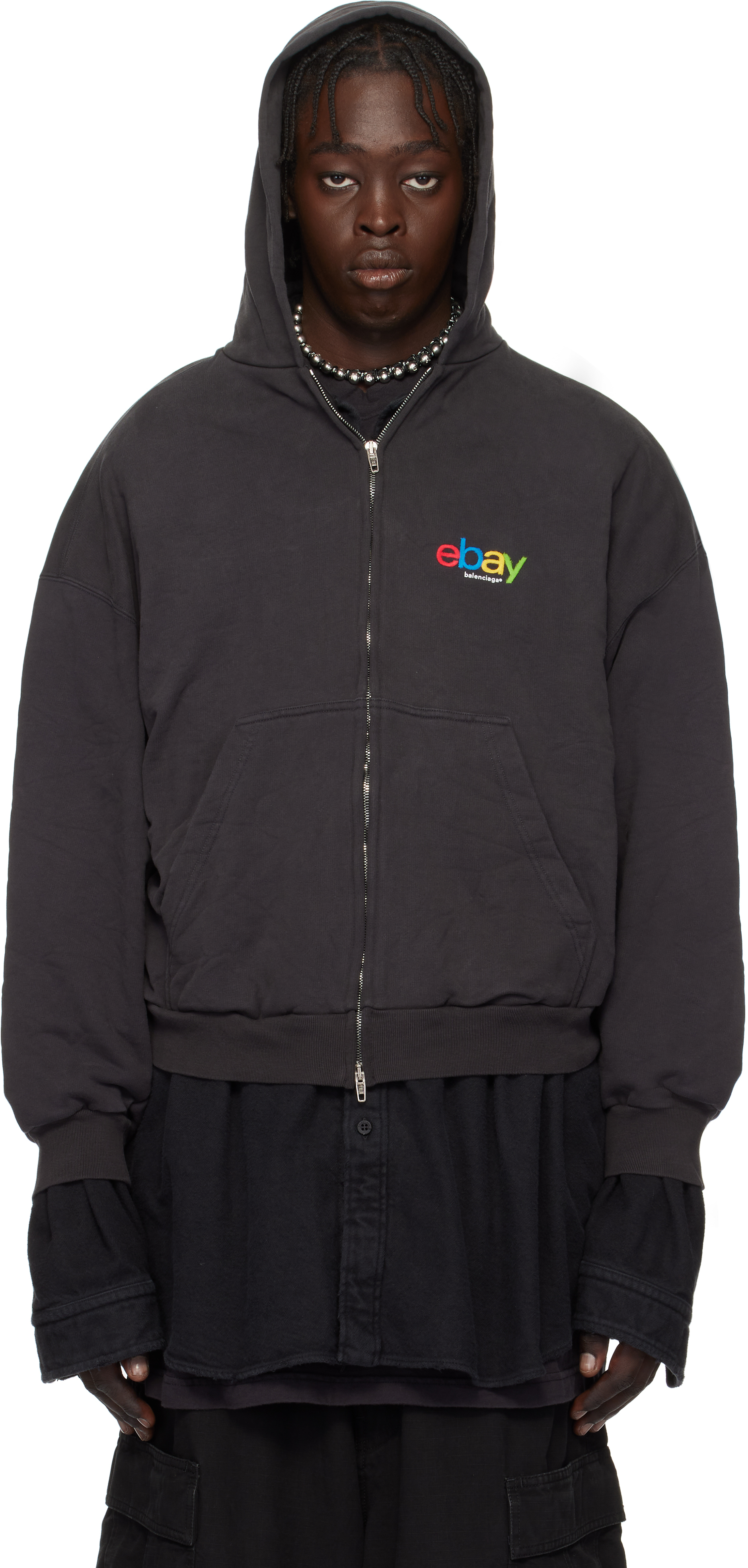 Balenciaga Black eBay Edition Zip-Up Hoodie - Hoodies - Save