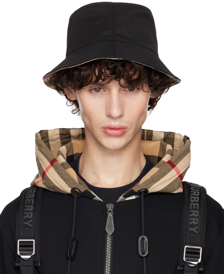 Black Check Reversible Bucket Hat – On Sale Now with Up to