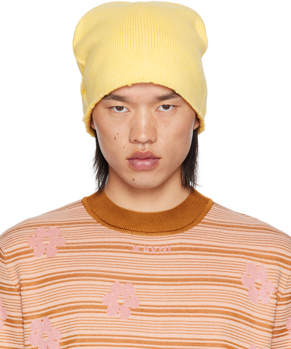 Shop Yellow Mohair Logo Beanie on Sale at BeyondStyle – Get 69