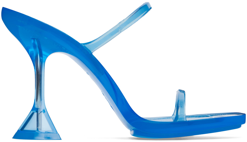 【関税込み】Amina Muaddi ブルー Brito Slipper ヒールサンダル Amina Muaddi Blue Brito Slipper Heeled Sandals - Slippers