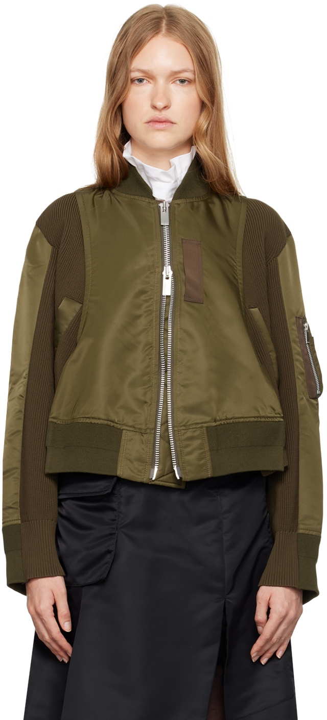 Sacai Green Paneled Bomber Jacket - Jackets - Compare Prices