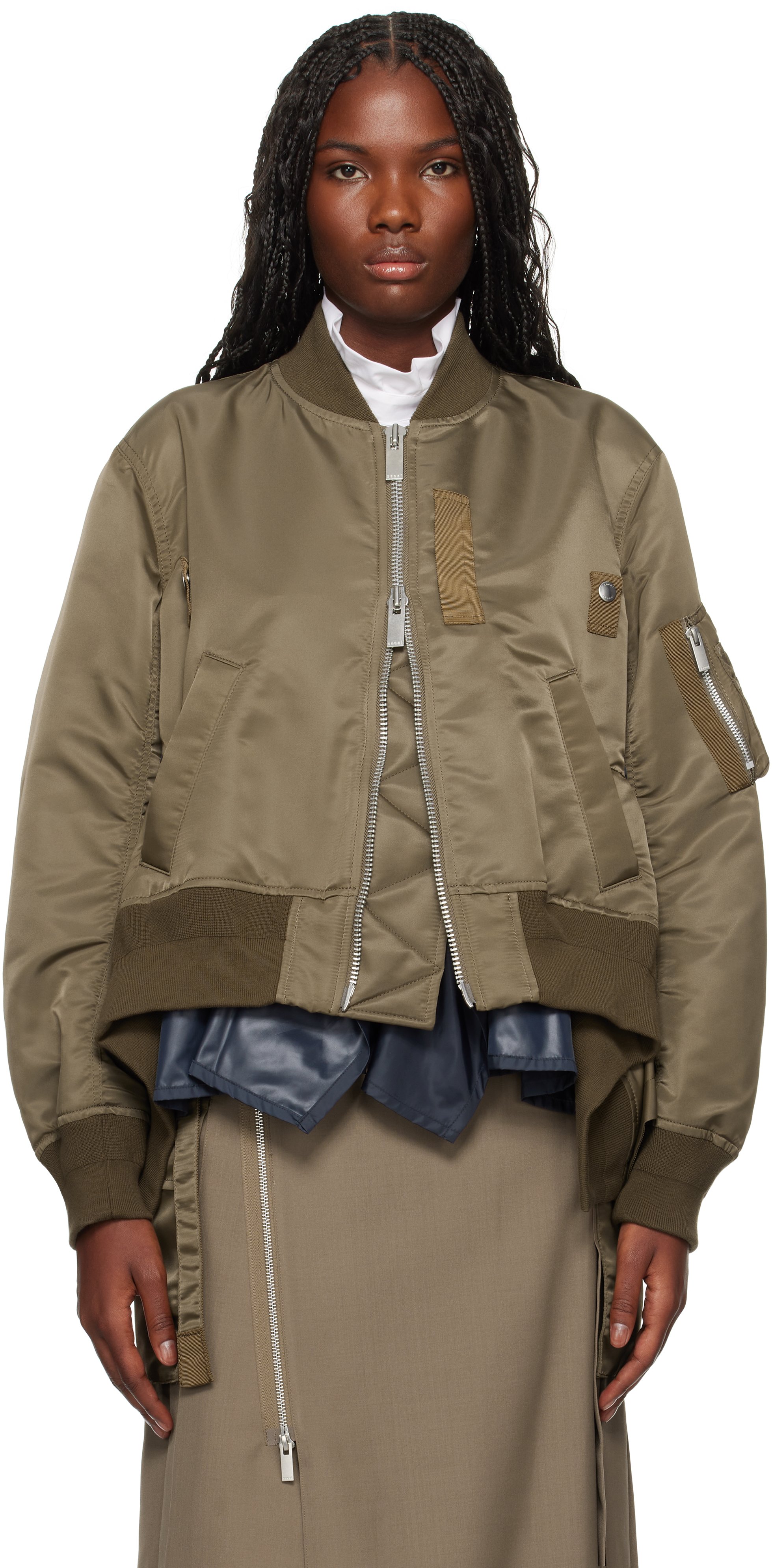 Sacai Khaki Nylon Twill Bomber Jacket - Jackets - Compare