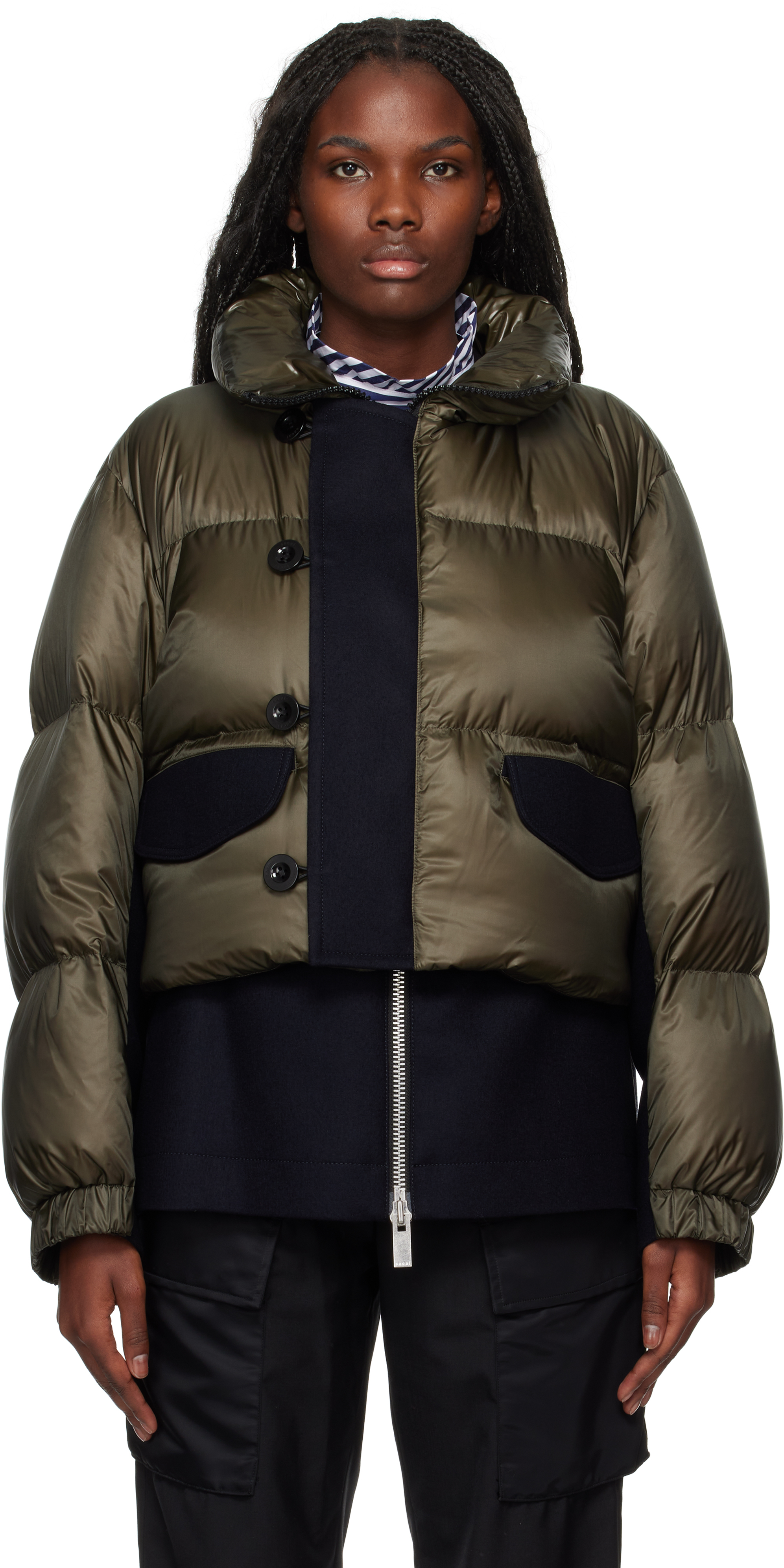 sacai サカイ Puffer Jacket パファージャケット カーキ Sacai Khaki Puffer Down Jacket - Coats - Compare Prices from 8+