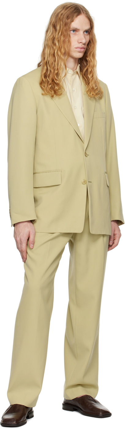Shop Khaki Light Wool Max Gabardine Two-Tuck Trousers on