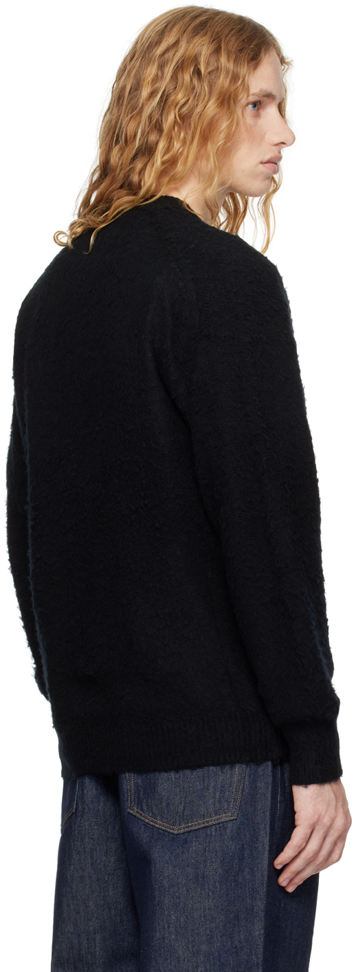 AURALEE Black Brushed Wool Cashmere Silk Cardigan - Sweaters