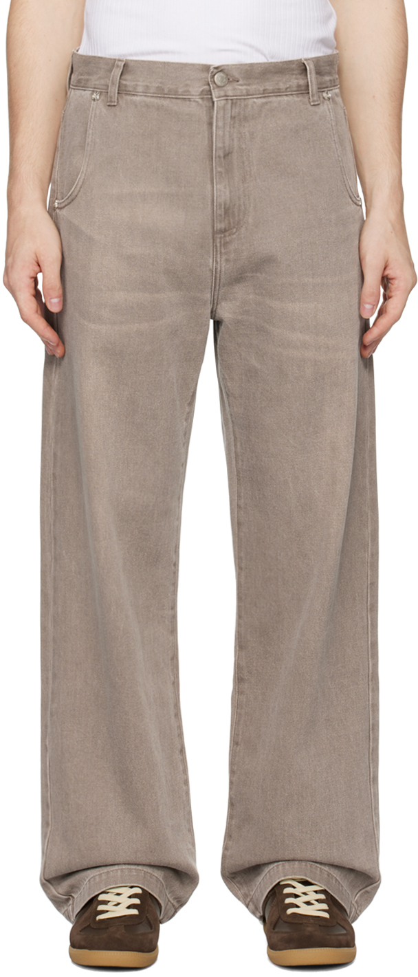 Brown Straight Cut Rivet Jeans – On Sale Now with Up to 19