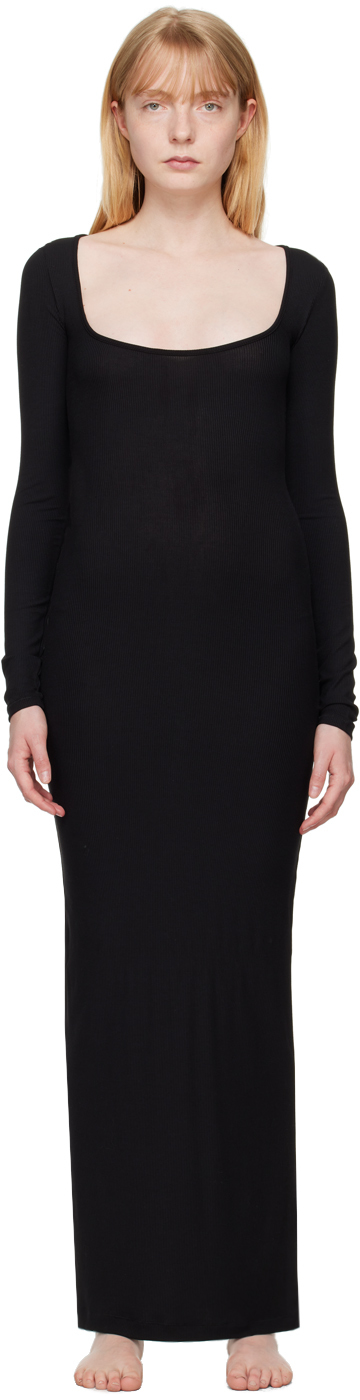 【関税込み】SKIMS ブラック Soft Lounge 長袖 マキシワンピース SKIMS Black Soft Lounge Long Sleeve Maxi Dress - Dresses