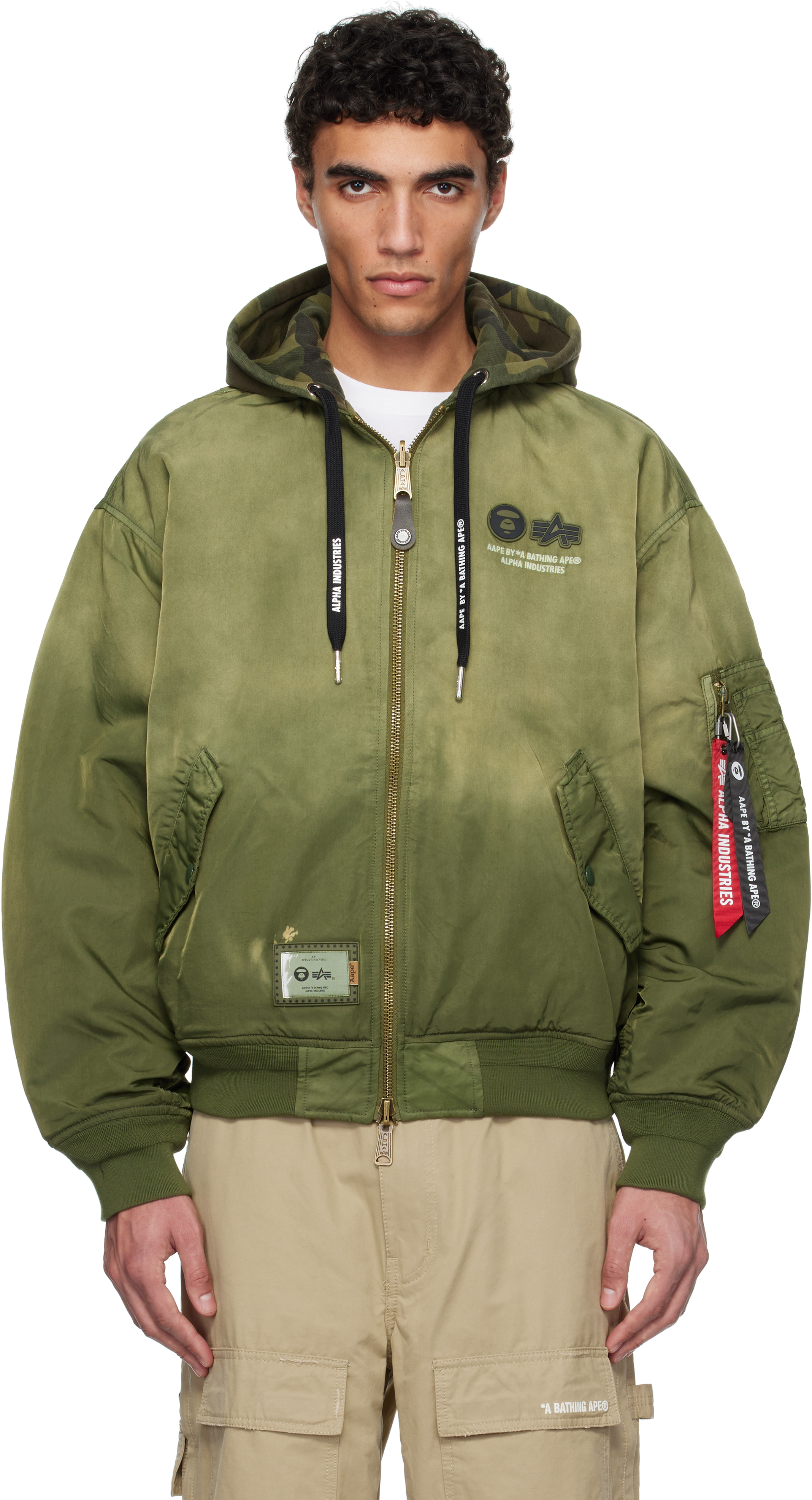 AAPE Khaki Alpha Industries Edition MA-1 Reversible Bomber Jacket