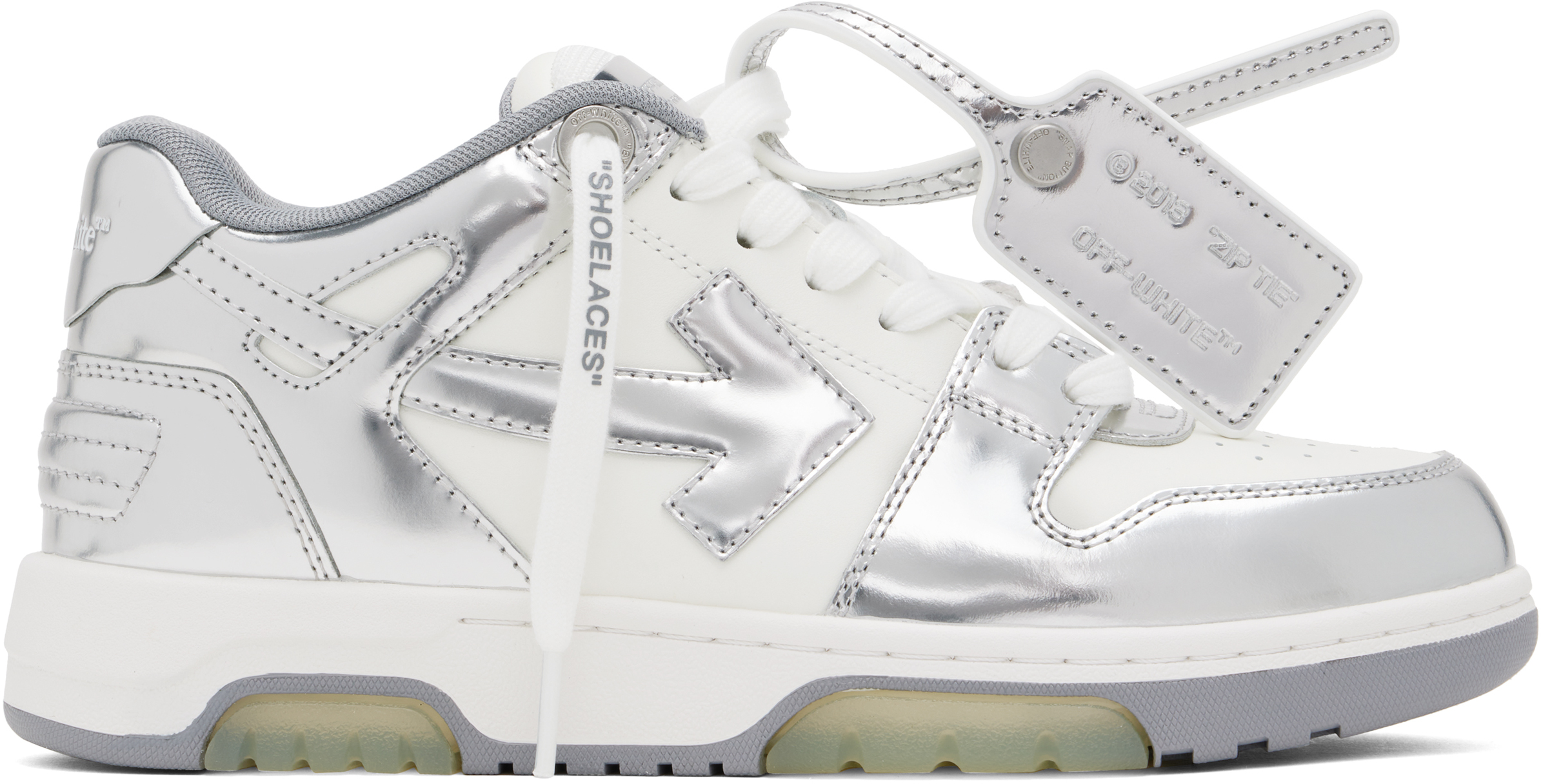Off-White White & Silver Out Of Office Mirror Leather