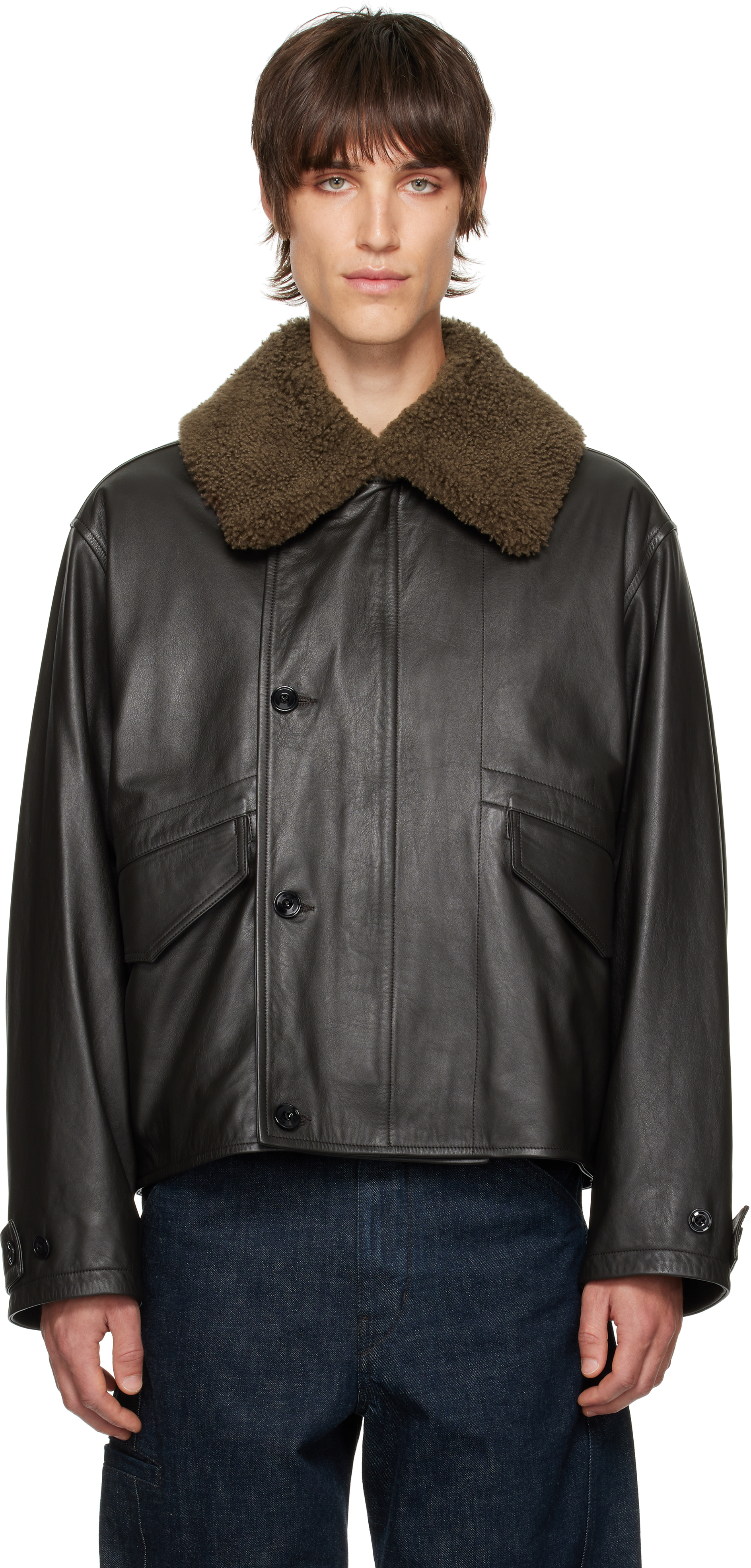 LEMAIRE QUILTED LEATHER BLOUSON Sサイズ Shop Brown Quilted Leather Jacket on Sale at BeyondStyle – Get 47