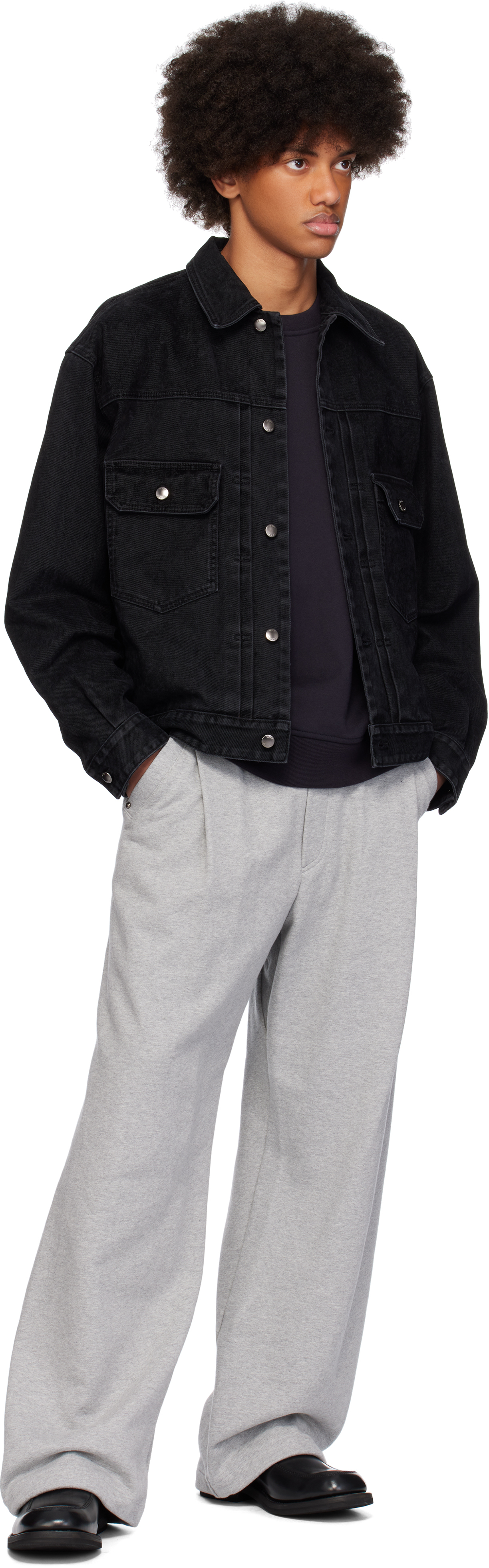 【関税込み】WOOYOUNGMI ブルー クルーネック デニムジャケット Shop Black Regular Denim Jacket on Sale at BeyondStyle – Get