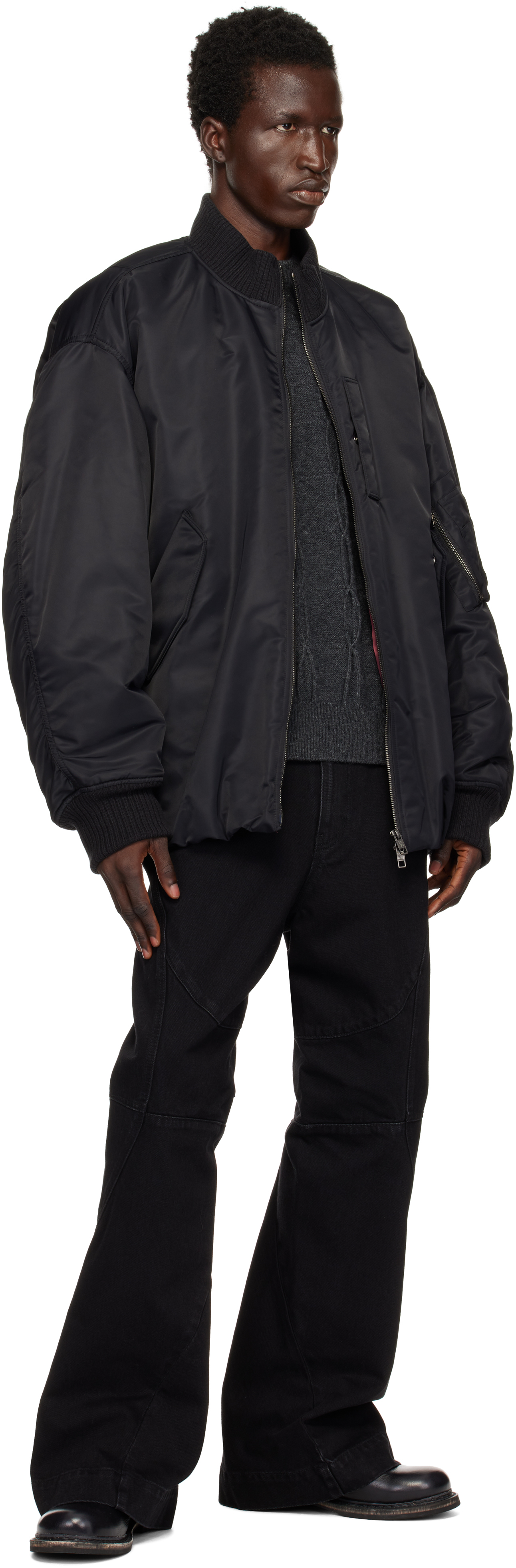 Shop Black Over Fit MA-1 Bomber Jacket on Sale at BeyondStyle