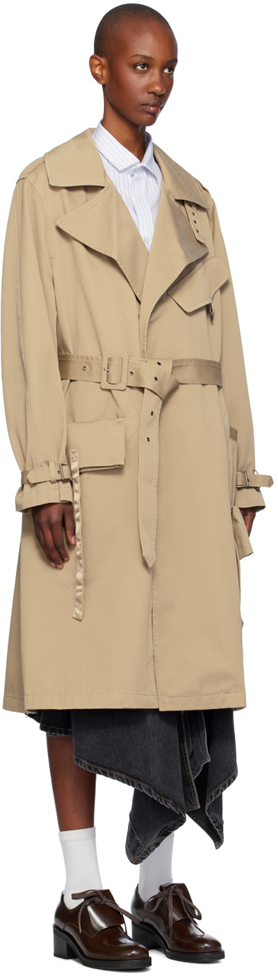 【OPEN YY】24FW MOTORCYCLE TRENCH COAT OPEN YY Beige Motorcycle Trench Coat - Coats - Free Shipping