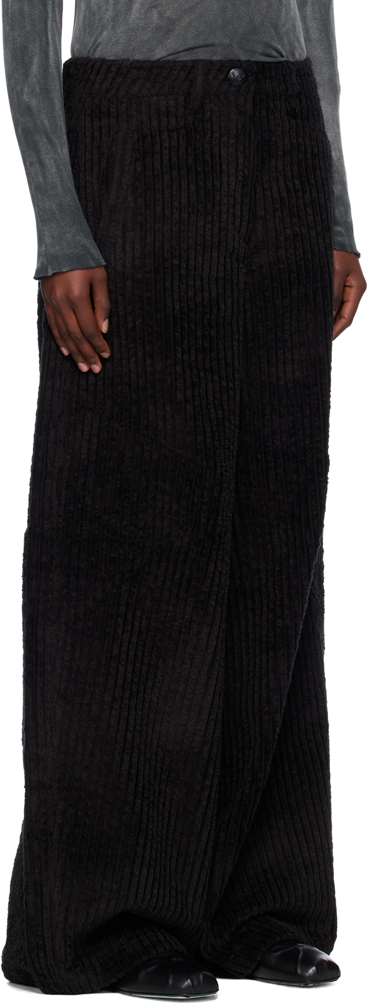 [OPEN YY] / ☆ 24FW CORDUROY WIDE-LEG PANTS / BLACK OPEN YY