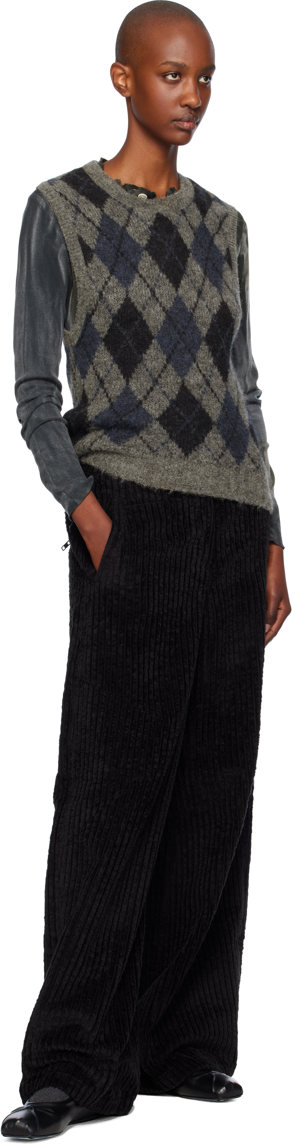 [OPEN YY] / ☆ 24FW CORDUROY WIDE-LEG PANTS / BLACK OPEN YY