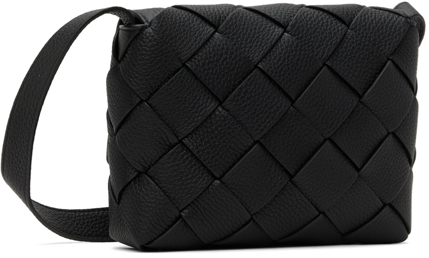 ショルダーバッグ BOTTEGA VENETA BLACK LEATHER DUO INTRECCIATO CROSSBODY BAG Bottega Veneta Men's Duo Intrecciato Leather Crossbody Bag