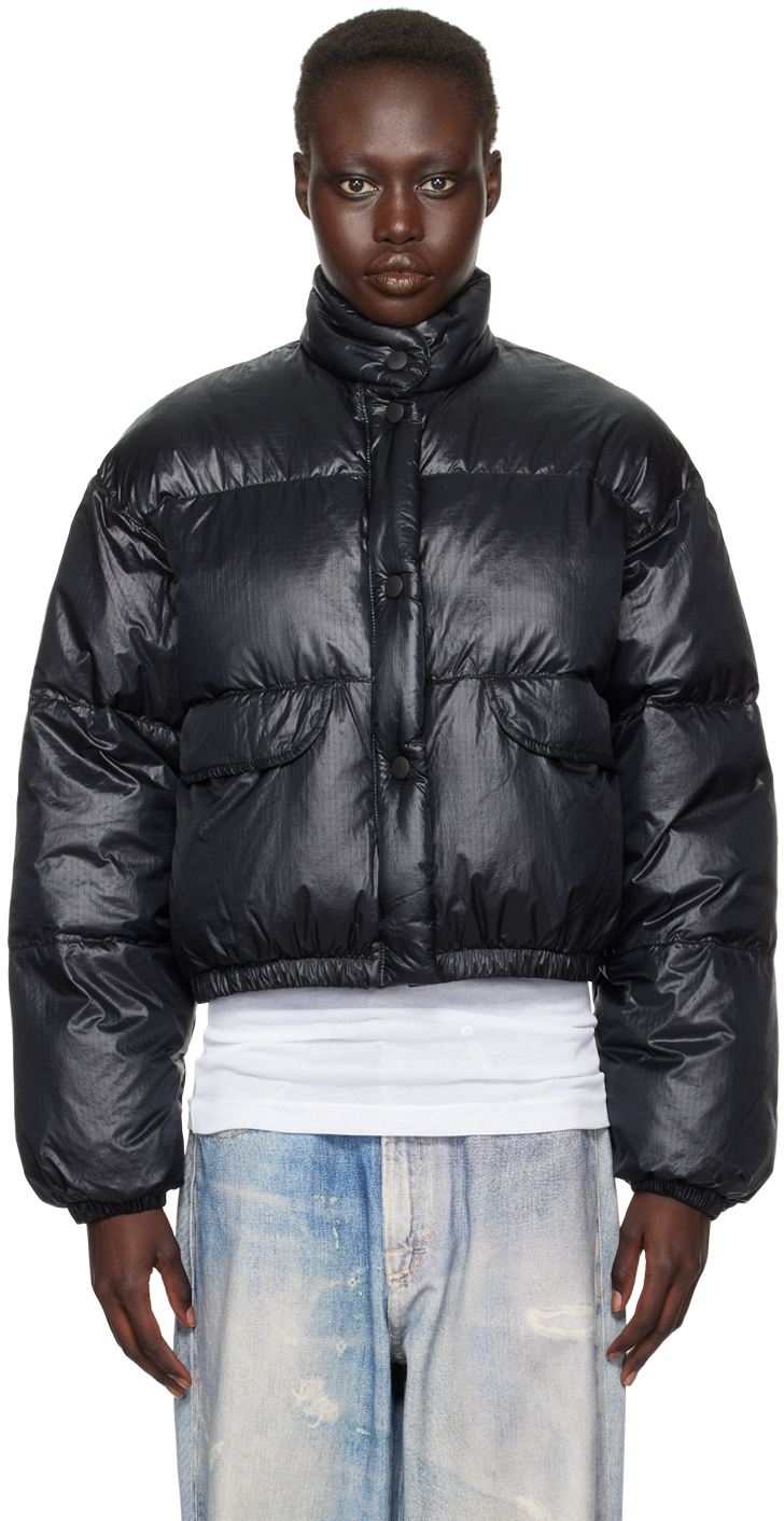 Our Legacy Black Cropped Inhale Puffa Down Jacket - Coats - Free