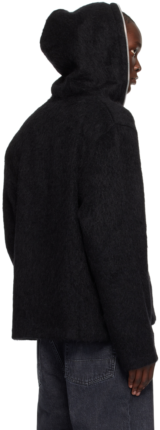 トップス OUR LEGACY Full Zip Hood Black 48 Our Legacy - Full Zip Hood Black Hairy Wool