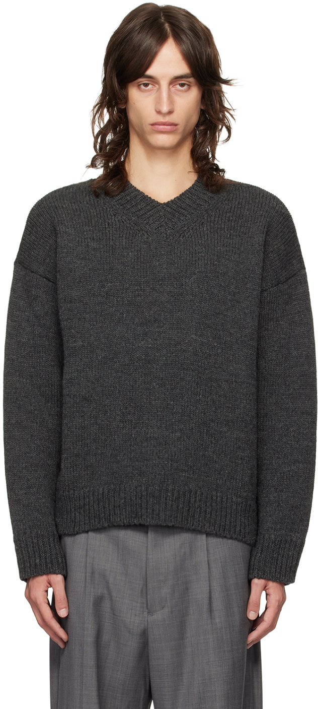 [美品]OUR LEGACY SHRUNKEN JUMPER ニット グレー Our Legacy - Compact Roundneck Mole Grey Super Wool