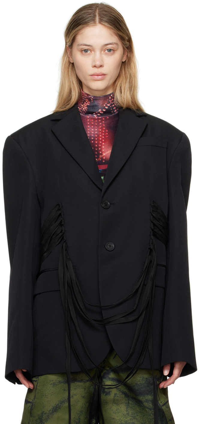 Shop Black 'The Lace-Up Suit' Blazer on Sale at BeyondStyle