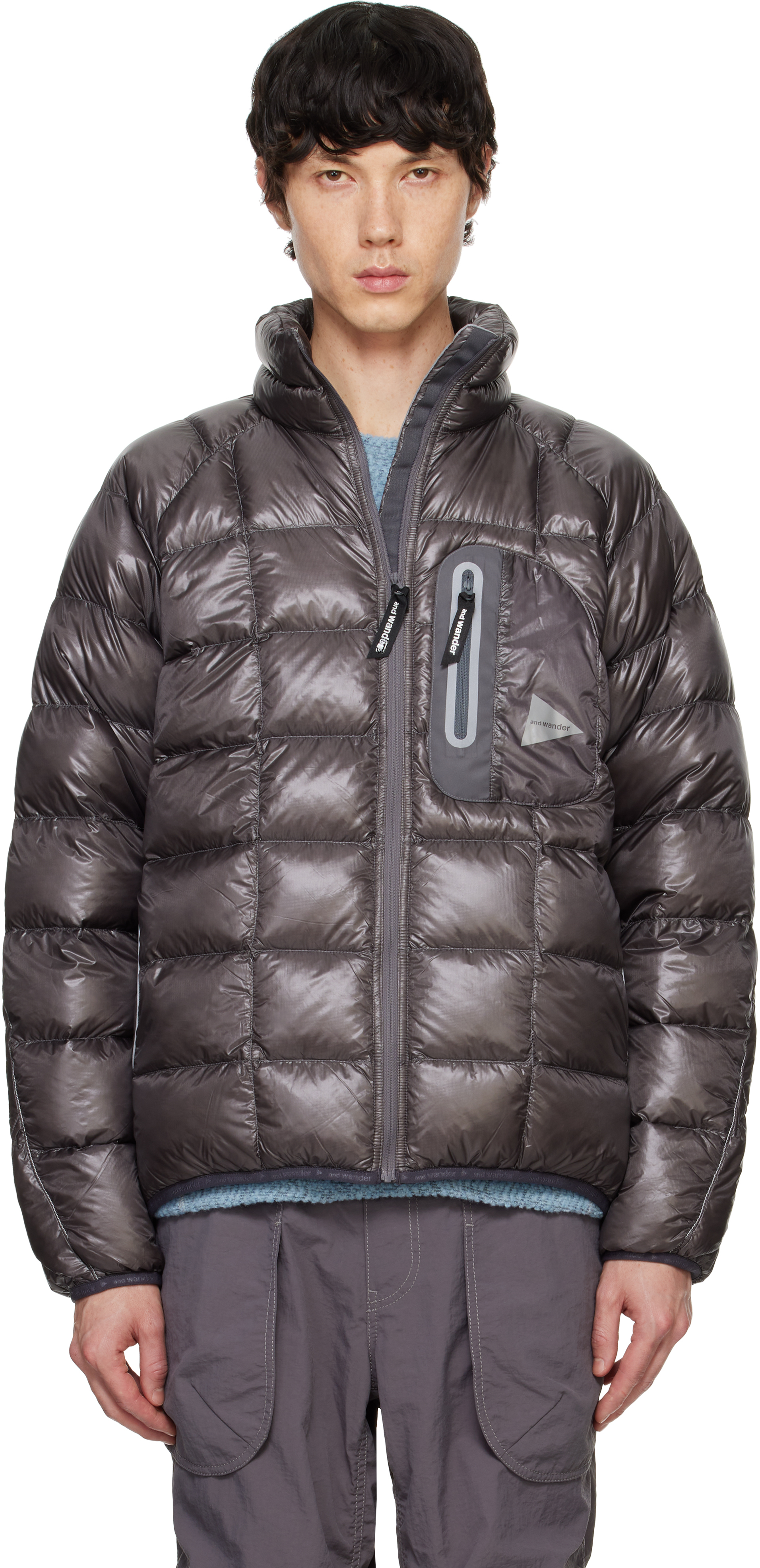 Shop Gray Diamond Stitch Down Jacket on Sale at BeyondStyle