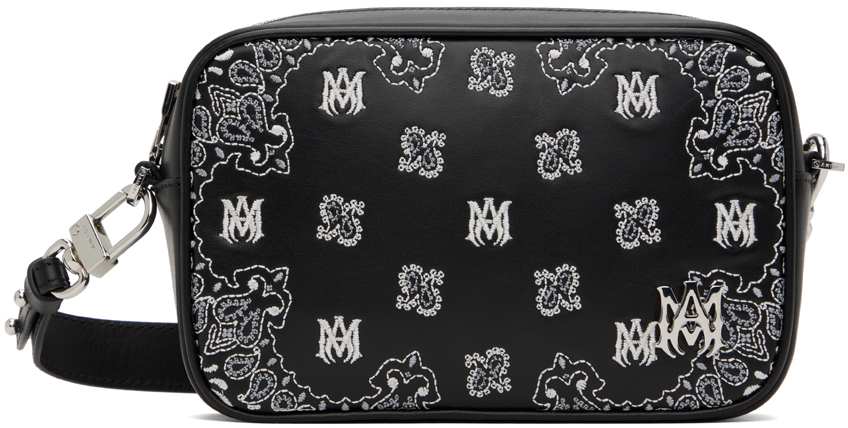 AMIRI Black Bandana Embroidered Camera Case Bag - Crossbody