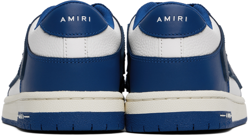 【AMIRI】White&Blue Shimmer Skel Top Low Sneakers Amiri White & Blue Shimmer Skel Top Low Sneakers In White
